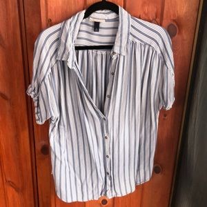 Blue and white button down shirt